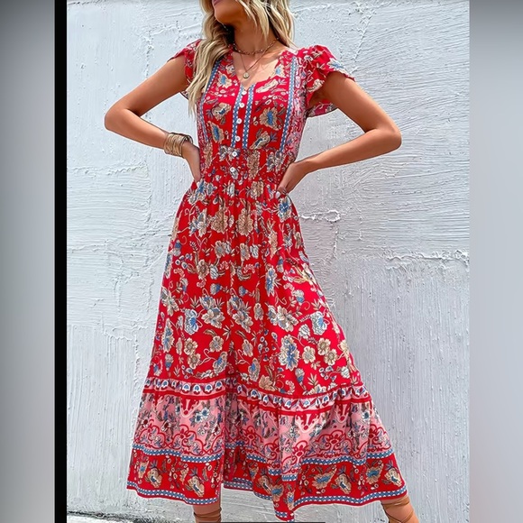 TRIBAL PRINT RUCHED DRESS - Picture 14 of 14